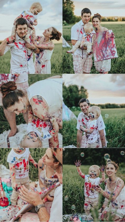 Painting Photoshoot Ideas For Kids, Paint Family Photoshoot, Maternity Paint Photoshoot, Themed Family Photoshoot Ideas, Mommy And Me Painting Photoshoot, Family Paint Photoshoot, Family Photoshoot Themes, Painting Photoshoot Ideas, Painting Photoshoot