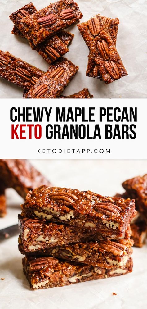 Keto Granola Bars, Low Carb Granola Bars, Maple Pecan Granola, Chia Muffins, Breakfast Paleo, Dairy Free Keto Recipes, Pecan Granola, Keto Cereal, Clean Desserts