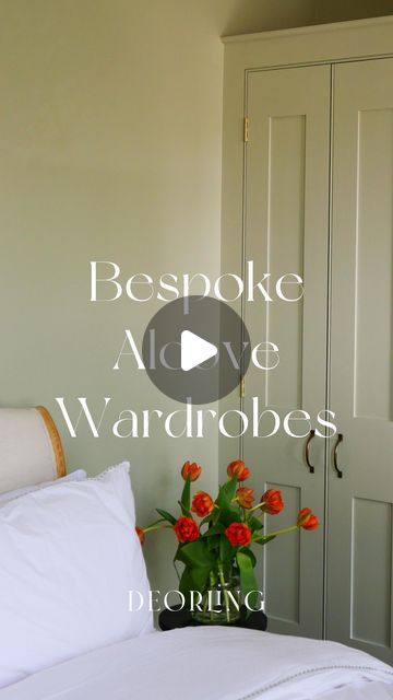 Jessica Elizabeth Horton on Instagram: "Deorling Bespoke Alcove Wardrobes in our signature design complete with curved edges. ✨

The client also opted for concealed draws and a slim draw for accessories such as sunglasses. The space is calm and fresh perfect bedroom scheme. 

Blanket @toast #gifted 
Painting @mcintoshlight 
Handles on draws @ottonehardware 
Handles on doors @rowenandwren 
Paint @farrowandball 
Stool @galvin_brothers 

#interiordesign #instagram #interiordesigninspo #wardrobes #shakercabinets #shakerwardrobes #deorling #heritagedesign #interiordesigner" Galvin Brothers, Alcove Wardrobe, Bespoke Wardrobe, Shaker Cabinets, Perfect Bedroom, The Client, Signature Design, The Space, Bespoke