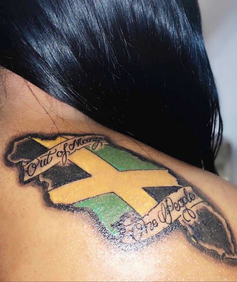 #Jamaica #Jamaicans #Island #Flag #Motto #Jamaicantattoo 876 Jamaica Tattoo, Trinidad Flag Tattoo, Jamaican Island Tattoo, Made In Jamaica Tattoo, Jamaican Tattoos Ideas, Jamaica Island Tattoo, Out Of Many One People Jamaica Tattoo, Jamaica Tattoo For Women, Jamaica Flag Tattoo