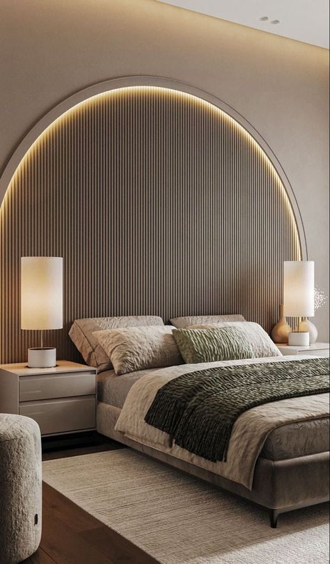 Hotel Room Headboard Design, Unique Bedroom Design, Stylish Bedroom Design, Bedroom Interior Design Luxury, Home Hall Design, Interior Design Your Home, Designing Ideas, Modern Luxury Bedroom, Modern Bedroom Interior