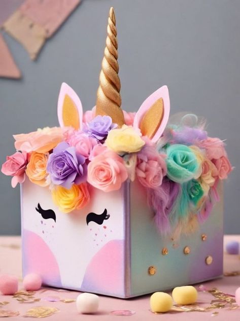 35+ Valentines Box Ideas Unicorn Styles (2024) | Sarah Scoop Unicorn Jewelry Box Diy, Unicorn Valentines Boxes, Kindy 500, Diy Valentine's Mailbox, Unique Valentine Box Ideas, Valentines Box Ideas, Unicorn Piggy Bank, Valentine Boxes For School, Piggy Bank Diy