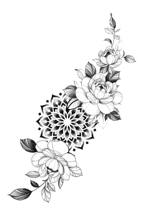 Tattoo Ideas For Leg, Tattoo Full Leg, Flower Drawing Tattoo, Mandala Compass Tattoo, Girl Flower Tattoos, Filler Tattoo Ideas, Tattoo Bee, Sleeve Tattoos Ideas, Geometric Tattoo Pattern