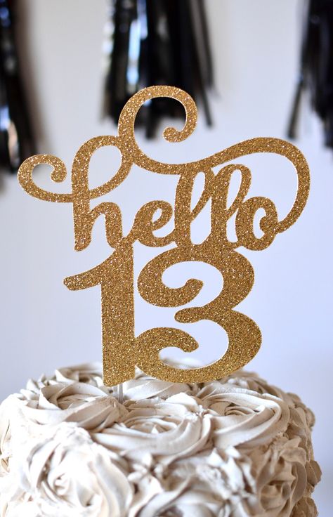 Excited to share this item from my #etsy shop: Glitter hello 13 Birthday Age Cake Topper, 13th birthday, thirteen birthday, official teenage birthday, 13 centerpiece, Gold Age, sparkly 13 Happy Birthday 13 Girl, Hello 13 Birthday, Birthday 13 Girl, Bday Notes, Thirteen Birthday Party Ideas, Birthday Cake 13, 13 Birthday Picture Ideas, 13 Anniversary, Happy Birthday 13