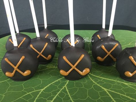 Hockey puck cake pops Hockey Puck Cake Pops, Hockey Theme Desserts, Hockey Puck Cake, Hockey Desserts, Hockey Cake Pops, Hockey Cake Ideas, Hockey Cake, Hockey Themed Birthday Party, Hockey Birthday Party