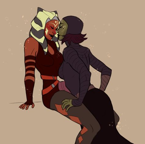 Ashoka X Barris, Barris X Ahsoka, Ahsoka And Lux Fanart, Barriss Offee Fanart, Ahsoka X Barris, Spoopy Nails, Ahsoka And Barriss, Bariss Offee, Star Wars Couples