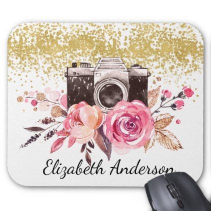 Watercolor Camera, Pearl Crafts, Glam Gifts, Personalized Mouse Pad, Watercolor Gifts, New Camera, Watercolour Gift, Booth Display, Flowers Gift