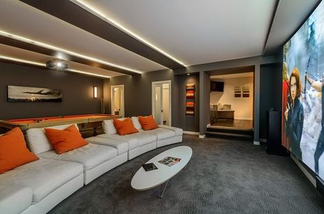 Modern Playroom, Theater Room Design, Theatre Interior, Home Theater Decor, Best Home Theater, Home Theaters, Sala Grande, Decor Ikea, Man Room