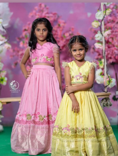 Puberty Function Dress, Lehanga Blouses, Langa Designs, Puberty Function, Long Frocks For Women, Traditional Poses, Function Dress, Frocks For Kids, Baby Birthday Dress