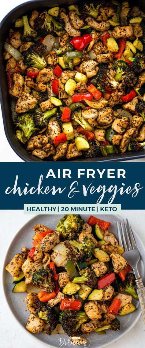 #HealthyAndLowCarbRecipes Air Fryer Chicken And Veggies, Healthy Dinner Ideas For Two, Dinner Ideas For Two, Healthy Air Fryer, Healthy Dinner Ideas, Chicken And Veggies, Air Fryer Oven Recipes, Resep Diet, Air Fryer Recipes Chicken