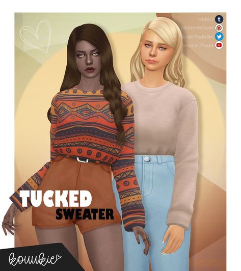 Tucked Sweater | Patreon Tucked Sweater, Sims 4 Patreon, You Used Me, Ts4 Cc, Maxis Match, Custom Content, The Sims 4, Pattern Download, The Sims