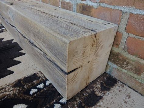 Reclaimed Art Sculpture Base 35" x 8" x 8" Reclaimed Wood Fireplace Mantel Barn Wood End Table - Hom Barn Wood Mantle, Pine Mantle, Mantle Beam, Reclaimed Fireplace Mantel, Reclaimed Wood Mantle, Mantel Beam, Barn Beam Mantels, Reclaimed Wood Fireplace, Rustic Mantle