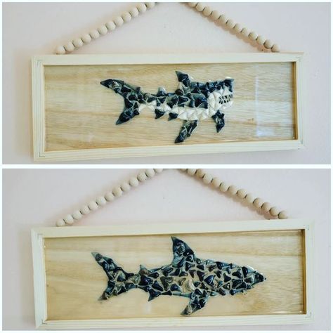 Shark Tooth Art Diy, Shark Tooth Art, Shark Teeth Art, Shark Teeth Crafts, Surf Bedroom, Tooth Art, Antlers Decor, Shark Decor, Teeth Art