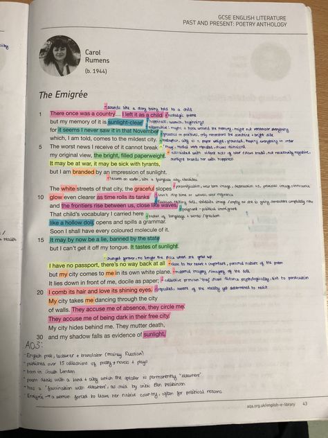 Power and Conflict Poems - The Emigrée by Carol Rumens The Emigrée Poem Analysis, The Emigree Annotations, The Emigree Poem Analysis Gcse, Emigree Poem Annotated, Emigree Poem Analysis, Power And Conflict Poetry Key Quotes, The Emigree Poem Analysis, Aqa Poetry Anthology Power And Conflict, Gcse Power And Conflict Poems Revision