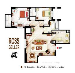 Real Apartment, Casas The Sims Freeplay, Friends Apartment, Apartment Floor Plan, Ross Geller, Sims 4 House Design, Casas The Sims 4, Sims Building, Sims House Plans