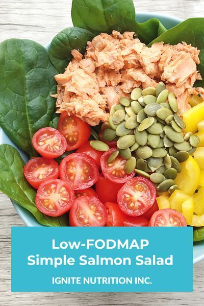 This Low-FODMAP Simple Salmon Salad is perfect for easy lunches on the low FODMAP diet. Work with a Calgary nutritionist on the low FODMAP diet and your IBS today! Lunch Ideas Salmon, Fodmap Lunch Ideas, Low Fodmap Lunch, Easy Low Fodmap, Salad Salmon, Fodmap Lunch, Low Fodmap Diet Recipes, Fodmap Diet Recipes, Homemade Salads