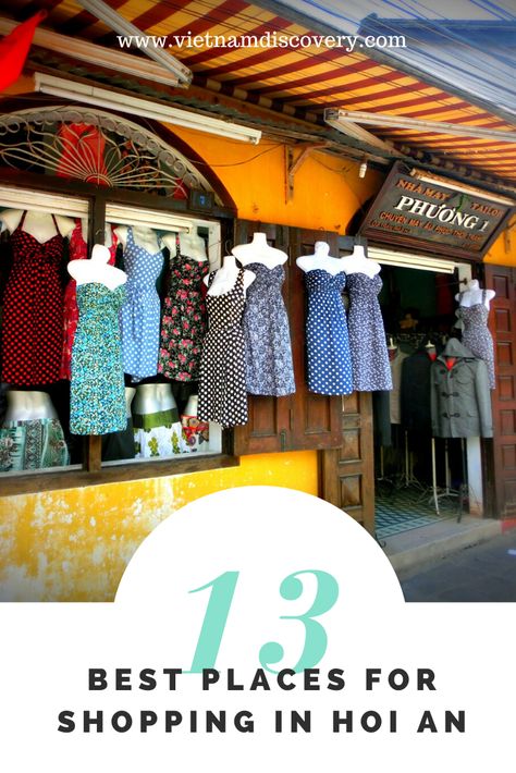 Check out this helpful guide on shopping in Hoi An to find out what to buy and where to shop (of course, the best places) in this UNESCO Heritage Site of Vietnam.  #shoppinginhoian #bestplacesforshoppinginhoian  #vietnamdiscoverytravel #vietnamtravel Hoi An Shopping, Shopping In Vietnam, What To Wear In Vietnam, Hoi An Tailor Clothes, Vietnam Outfit Ideas, Western Dresses For Women One Piece, Vietnam Shopping, Vietnam Pics, Hoi An Tailor