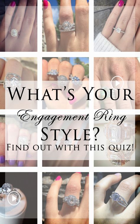 Find your dream engagement ring with our style quiz! What Engagement Ring Is Right For Me Quiz, What Engagement Ring Is Right For Me, Types Of Engagement Rings Style Chart, Engagement Rings Styles Guide, Engagement Rings For Long Fingers, Engagement Ring Styles Chart, Engagement Rings For Fat Fingers, Engagement Rings Types, Different Types Of Engagement Rings