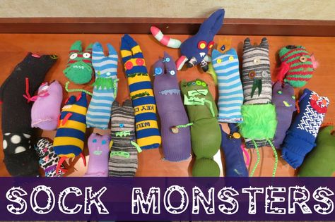 Summer Special: Sock Monsters : library makers Sock Monsters, Monster Classroom, Big Green Monster, Monster Activities, Sock Monster, Teen Programs, Holiday Club, Monster Theme, Library Activities