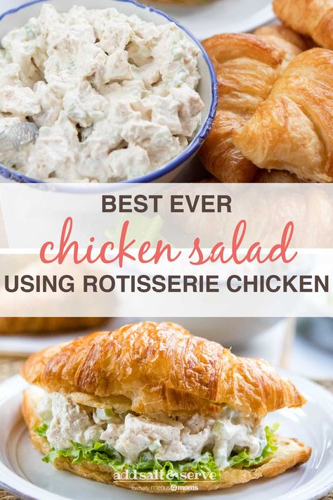 Use Leftover Chicken, Chicken Celery, Chicken Salad Croissant, Rotisserie Chicken Salad, Wedding Lunch, Cooked Chicken Recipes, Meal Train Recipes, Salad Dressing Recipes Homemade, Tasty Chicken