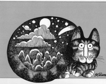 Kliban Cats Kilban Cats, Kliban Cat, Cat Night, Black And White Books, Cat Prints, Cartoon Cats, Tabby Cats, Sky Moon, Art Cat