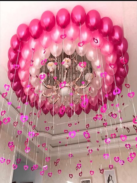 100pcs Pink Heart Shaped Balloon Pendant For Party/Birthday Decoration, Hanging Ornament For Room Decor Ceiling Balloons Decorations, Air Bnb Party Ideas, Pink Theme Birthday Party Decoration, Preppy Party Decorations, Heart Birthday Party, Pink Heart Balloons, Pink Birthday Party Decorations, Bday Decor, Preppy Party