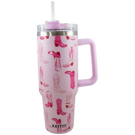 Light Pink Western Boots Printed Stainless Steel Tumbler 40 Oz With Handle The Western Charm Of This Tumbler Is Undeniable, Making It A Standout Item. With A Practical Design Suitable For Both Hot And Cold Drinks. The Secure Lid Ensures On-The-Go Convenience, Making It An Excellent Choice For Daily Use. * 40 Ounces Includes Reusable Plastic Straw * All-Day Chill Or Heat * Stainless Steel Interior * Dishwasher Safe * Screw-On Plastic Top With Straw Opening * Adjustable Straw Cover For Easy Travel Pink Western Boots, Western Trend, Straw Cover, Plastic Straw, Western Boots, Light Pink, Straw, Tumbler, Boots