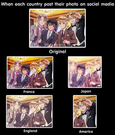 Oh wow America XD --> he actually let half England be in the picture, I see that as a sign^^ Japan Hetalia, Kiku Honda, Hetalia Memes, Hetalia Funny, Country Things, Hetalia Anime, Hetalia Fanart, Hetalia Axis Powers, Axis Powers