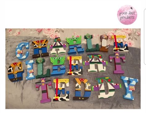 Toy Story Name Sign, Toy Story Letters Diy, Toy Story Name Letters, Toy Story Letters Alphabet, Toy Story Letters, Toy Story Bedroom, Disney Baby Nurseries, Toy Story Nursery, Toy Story Birthday Cake