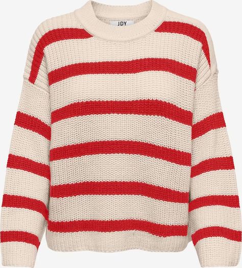 JDY Sweater 'JUSTY' in Cream, Red | ABOUT YOU Red Jumper, Top Brands, Jumper, Cream, Red