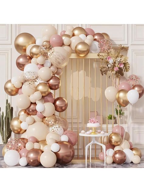 143pcs, Balloon Kit, Pink And Rose Golden Balloon Garland Kit Golden Arch Balloons, Golden Confetti Metallic Pastel Macaron Balloons For Wedding Birthday Shower Anniversary Graduation Party Decorations SuppliesI discovered amazing products on SHEIN.com, come check them out! Golden Arch, Balloons For Wedding, Graduation Party Decorations, Balloon Kit, Dress 15, Graduation Party Decor, Balloon Arch, Balloon Garland, Party Balloons