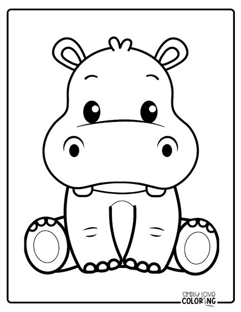 Free Hippopotamus Coloring Pages - Simply Love Coloring Hippopotamus Coloring Page, How To Draw A Hippo Easy, Hippo Coloring Pages Free Printable, Hippo Craft For Toddlers, Easy Hippo Drawing, Hippo Crafts For Preschoolers, Baby Hippo Drawing, Hippo Drawing Simple, Cute Hippo Drawing