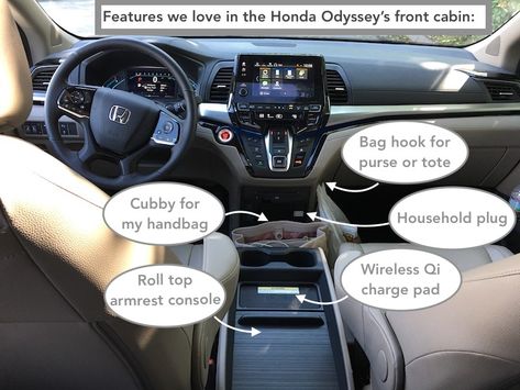 Honda Odyssey Elite family minivan Minivan Hacks, Minivan Organization, Diy Car Console Organizer, Center Console Organization Car, Honda Odyssey Hacks, Honda Odyssey Organization, Honda Odyssey Interior, Mom Mobile, Honda Element Center Console