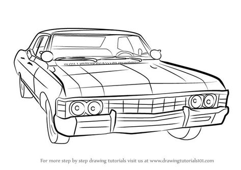 1967 Chevy Impala Drawing, Impala Drawing, Cool Superhero Costumes, Lowrider Drawings, Chevrolet Impala 1967, Impala 1967, Batman Art Drawing, Impala Car, Supernatural Impala