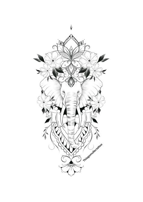 Feminine Thigh Tattoos, Mandala Elephant Tattoo, Third Eye Tattoos, Elephant Tattoo Design, Mandala Elephant, Boho Tattoos, Cool Chest Tattoos, Leg Tattoos Women, Beautiful Tattoo