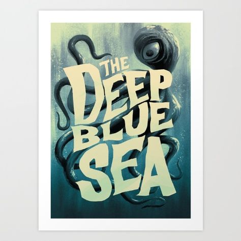 Frozen Book, Sea Illustration, Big Friends, Monster Cards, Deep Blue Sea, Sea Art, Typography Poster, Cool Posters, Graphic Artist