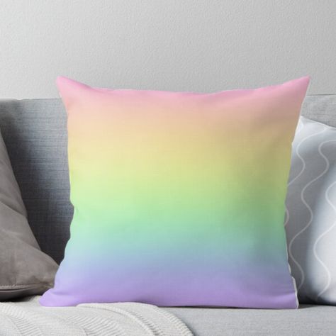 Super soft and durable 100% spun polyester Throw pillow with double-sided print. Cover and filled options. Colorful and beautiful ombre design in pastel rainbow colors! Pastel Rainbow Decor, Pastel Rainbow Gradient, Rainbow Bedroom, Girl Nursery Themes, Rainbow Pillow, Pastel Gradient, Rainbow Gradient, Pastel Designs, Pastel Tie Dye