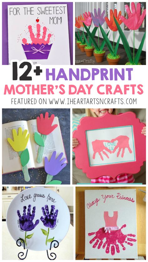 Handprint For Mothers Day, Infants Mothers Day Crafts, Mother’s Day Hand Print Idea, Preschool Mothers Day Crafts Easy, Mother’s Day Craft Kindergarten, Mothers Day Gifts From Kids Preschool, Grandmothers Day Craft, Mommy And Me Crafts Preschool, Preschool Mother’s Day Craft