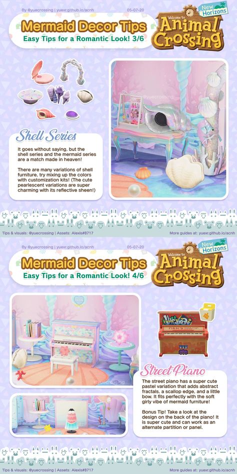 Animal Crossing Mermaid, Mermaid Room Ideas Kids Diy, Acnh Mermaid, Mermaid Room Ideas Kids, Nooks Cranny, Mermaid Room Decor, Animal Crossing Amiibo Cards, Mermaid Island, Mermaid Bedroom