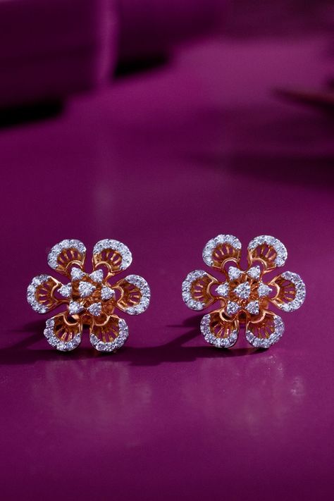 Diamond Earring Collections From Sunny Diamonds Diamond Earrings Indian, Real Diamond Earrings, Real Diamond Necklace, Ear Cuff Jewelry, Gold Jhumka Earrings, Gold Earrings Models, Diamond Wedding Jewelry, Designer Diamond Jewellery, Diamond Jewelry Store