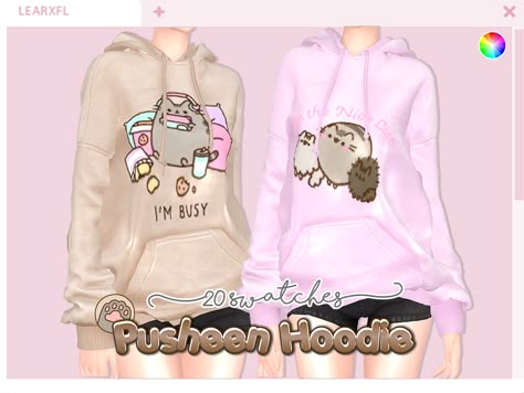 Sims 4 Pusheen Cc, Ts4 Cc Hoodie, Pusheen Costume, Pusheen Hoodie, Cc Packs, Clothes Cc, Cc Folder, Kawaii Sweatshirt, Sims 4 Cc Packs