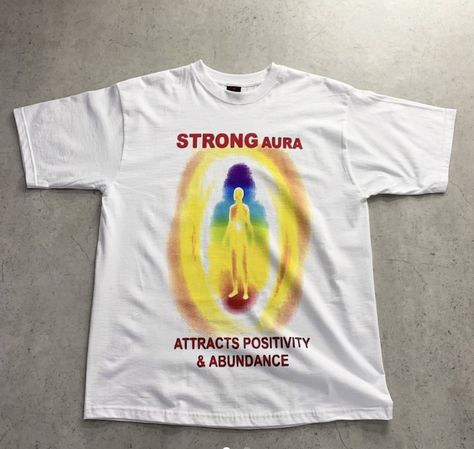 Aura Shirt Aesthetic, Artsy Screen Print T-shirt For Streetwear, Aura Tshirt, Novelty Screen Print Streetwear T-shirt, Ironic Tees, Grafic Tees, Y2k Shirts, Cheap Spiritual Graphic Print T-shirt, Tshirt Streetwear