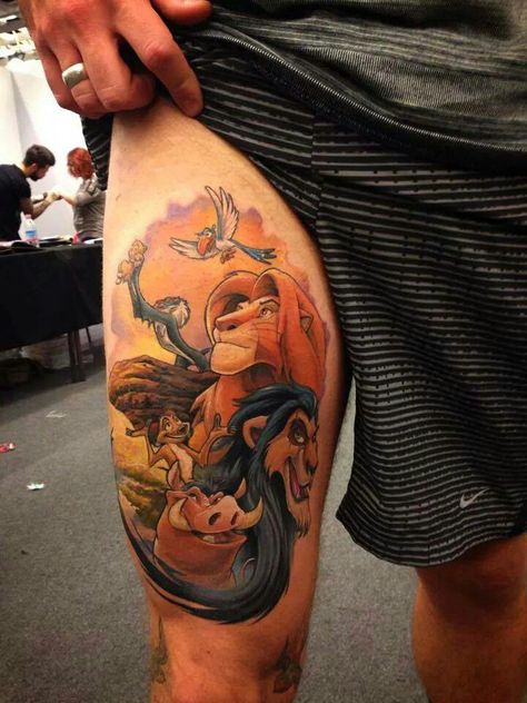 The Lion King Tattoo, Disney Inspired Tattoos, Cool Tattoos For Girls, Disney Sleeve Tattoos, Lion King Tattoo, King Tattoo, King Tattoos, Il Re Leone, Disney Tattoo