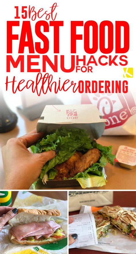 Let's be real here, no matter how much you try to avoid it, fast food happens. Try these easy menu hacks for healthy ordering near or under 500 calories. Cheap Fast Food, Easy Menu, Healthy Fast Food Options, Meals Under 500 Calories, Best Fast Food, Fast Food Menu, Cheap Healthy, Fast Healthy Meals, 500 Calories