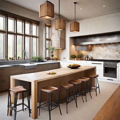 30 Great Ideas For Kitchen Island With Seating 5 Kitchens Islands With Seating, Kitchen Island With 6 Stools, Island Wrap Around Seating, Kitchen Island With Breakfast Table, Kitchen With Large Table, Kitchen Island Corner Seating, End Of Island Seating, Custom Kitchen Island With Seating, Kitchen Island Seating For 6