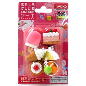 Japanese erasers Food Erasers, Strawberry Layer Cakes, Dessert Set, Japanese Gifts, Blister Pack, Ice Cream Desserts, Plastic Trays, 3d Puzzles, Stationery Collection