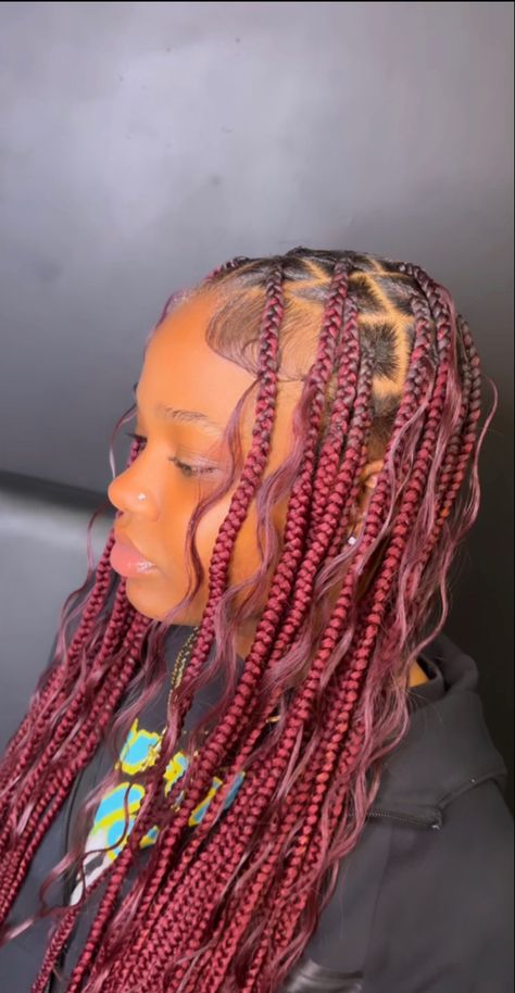 Red Goddess Braids, Red Goddess, Box Braid Hair, Curly Hair Braids, Quick Braided Hairstyles, Box Braid, Protective Hairstyles Braids, Hair Twist Styles, Pretty Braided Hairstyles