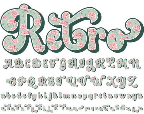 Fonts Alphabet Spring Fonts Alphabet, Spring Alphabet, Cute Fonts Alphabet, Flowers Doodle, Spring Font, Alphabet Frames, Alpha Letter, Calligraphy Fonts Alphabet, Fonts Handwriting Alphabet