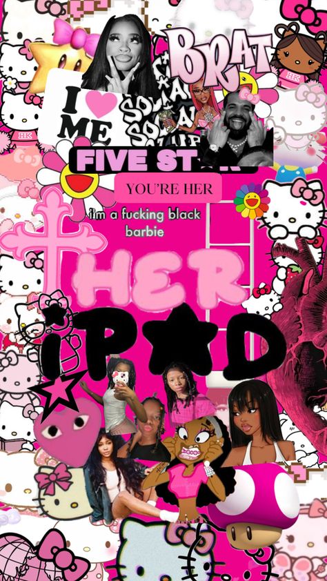 Her iPad custom wallpaper Wallpaper Backgrounds Ipad Y2k, Ipad Wallpaper Her Ipad, Junk Wallpaper Ipad, Black And Pink Wallpaper Ipad, Emo Ipad Wallpaper, Her Ipad Wallpaper Pink, Baddie Ipad Wallpaper, Ipad Wallpaper Inspiration, Pretty Ipad Wallpaper