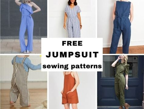 Free Romper Sewing Pattern, Linen Jumpsuit Pattern, Jumpsuit Pattern Sewing Free, Womens Jumpsuit Pattern, Diy Jumpsuit Pattern, Jumpsuit Sewing Patterns, Jumpsuit Pattern Free, Diy Jumpsuit, Dungarees Pattern